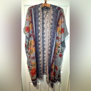 Angie Boho Floral Kimono Duster Cardigan – Oversized Small EUC